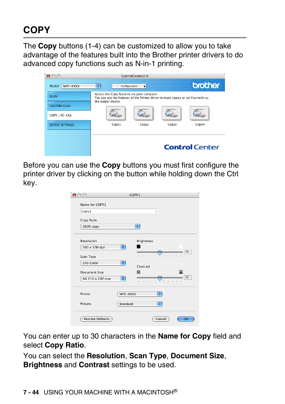 Copy, Copy -44 | Brother MFC 8840DN User Manual | Page 158 / 178