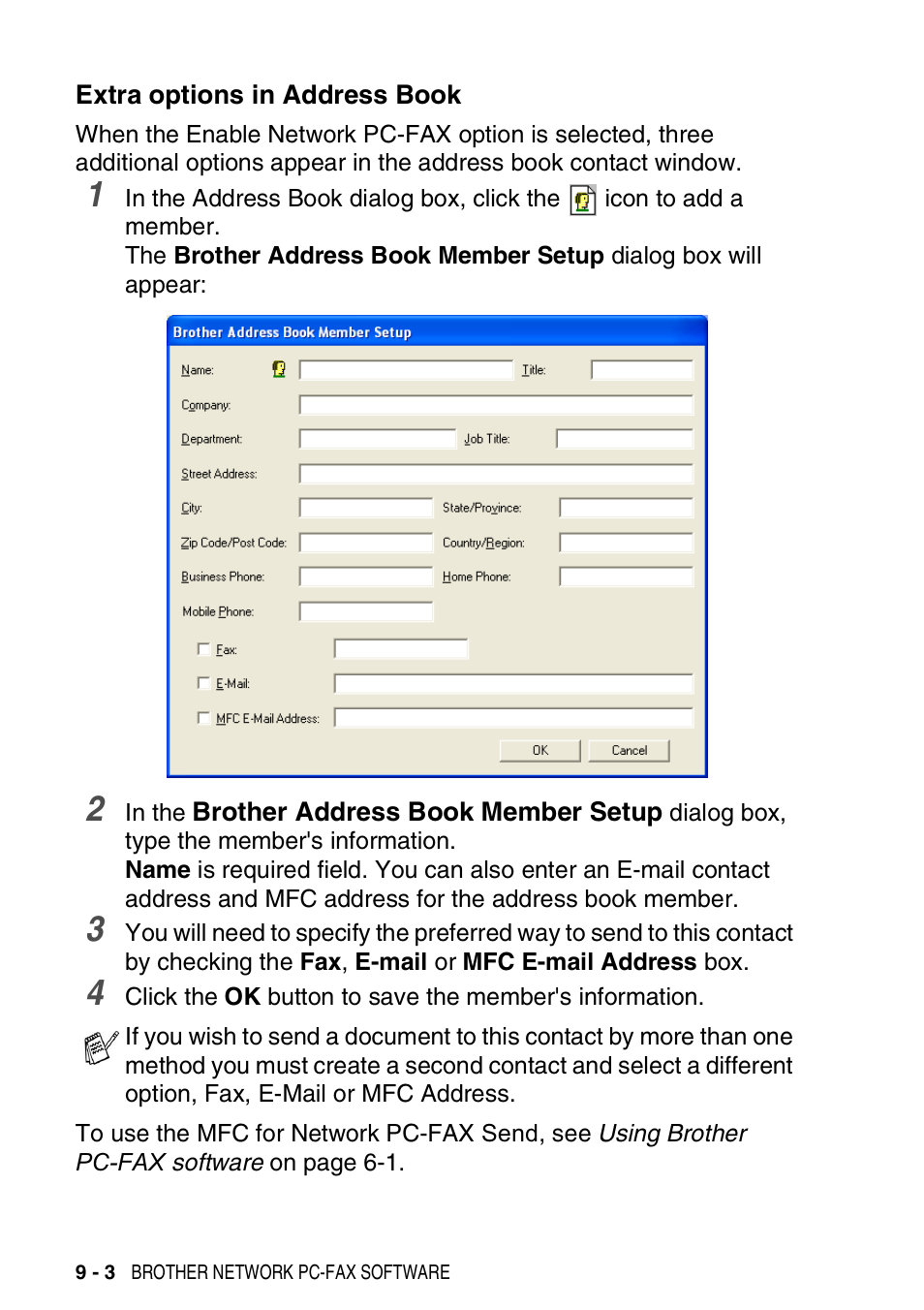 Extra options in address book, Extra options in address book -3 | Brother MFC 8840DN User Manual | Page 174 / 178