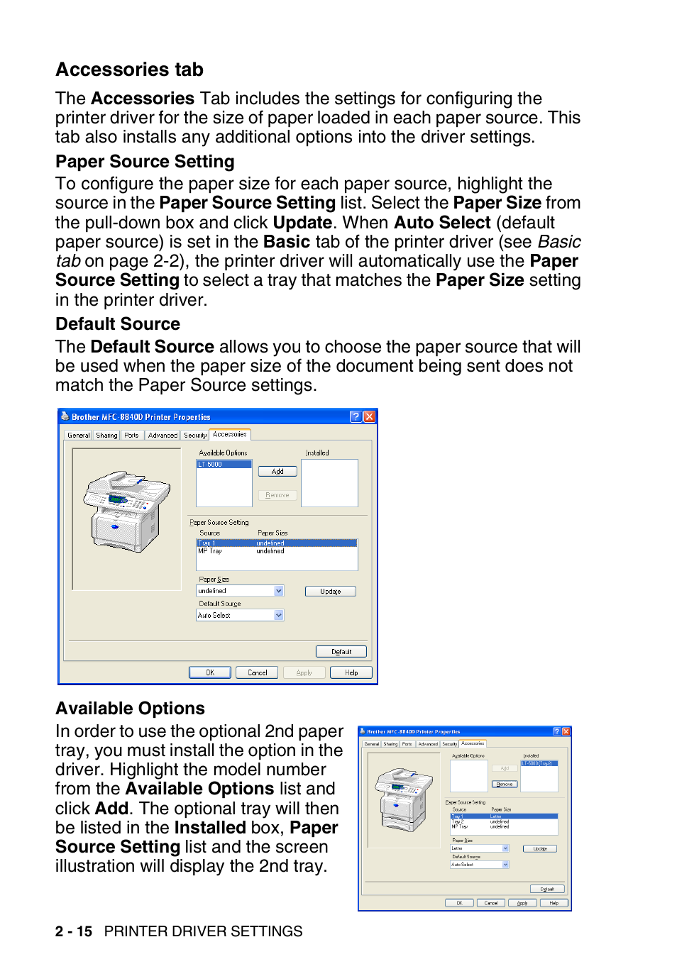 Accessories tab, Accessories tab -15 | Brother MFC 8840DN User Manual | Page 40 / 178