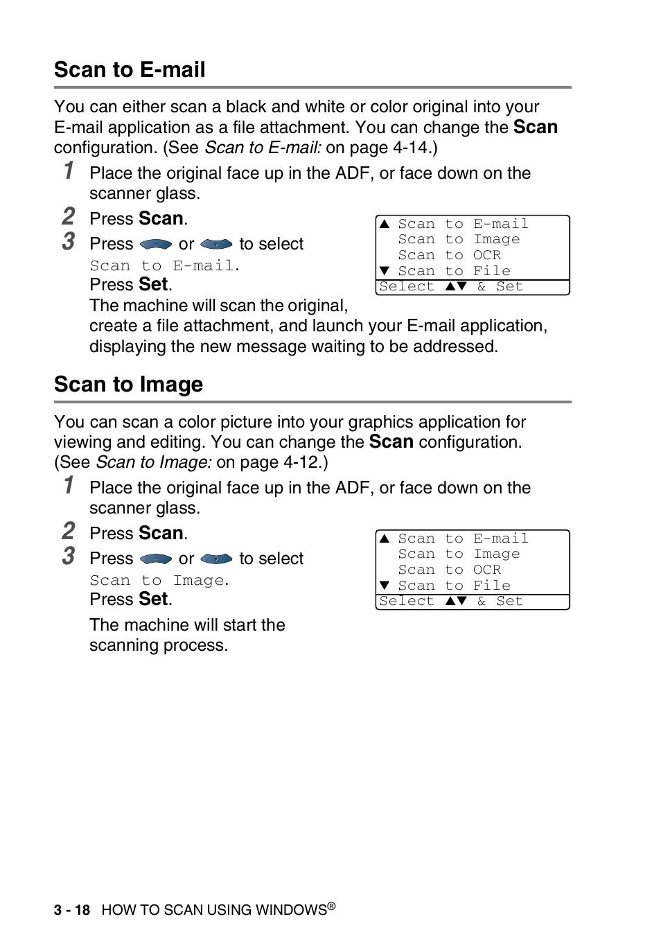 Scan to e-mail, Scan to image, Scan to e-mail -18 | Scan to image -18 | Brother MFC 8840DN User Manual | Page 64 / 178