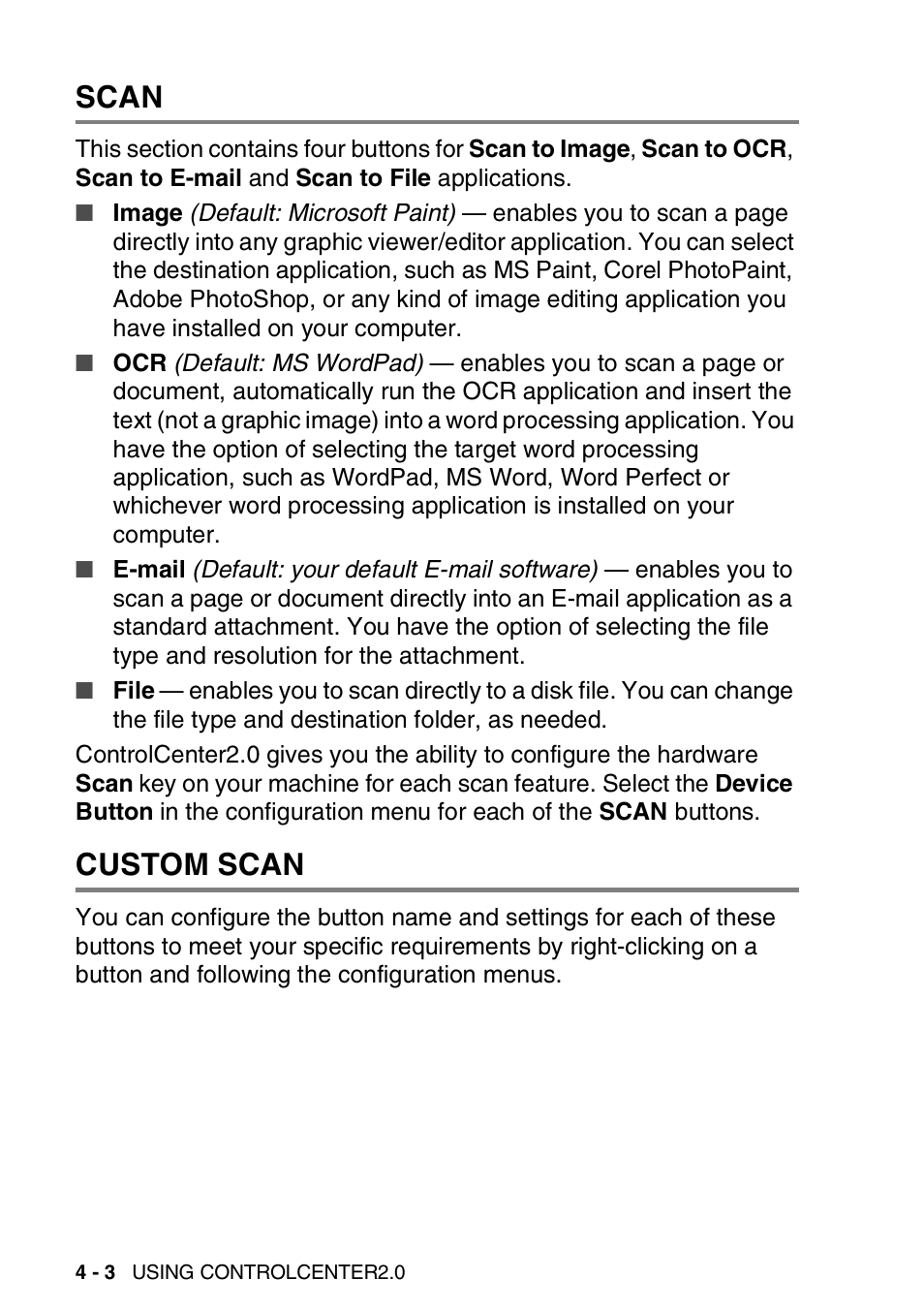 Scan, Custom scan, Scan -3 custom scan -3 | Brother MFC 8840DN User Manual | Page 74 / 178