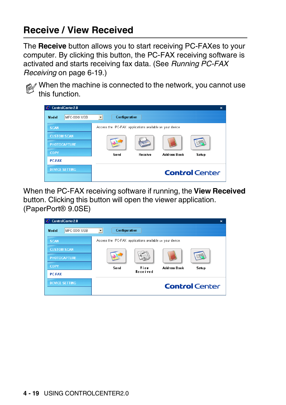 Receive / view received, Receive / view received -19 | Brother MFC 8840DN User Manual | Page 90 / 178