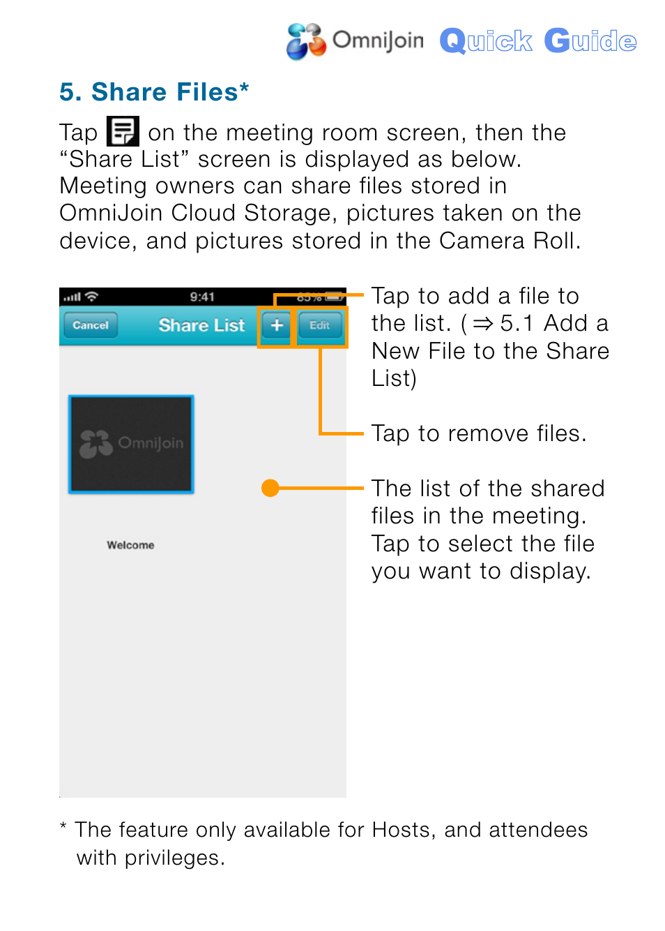 Share files | Brother OmniJoin User Manual | Page 10 / 18