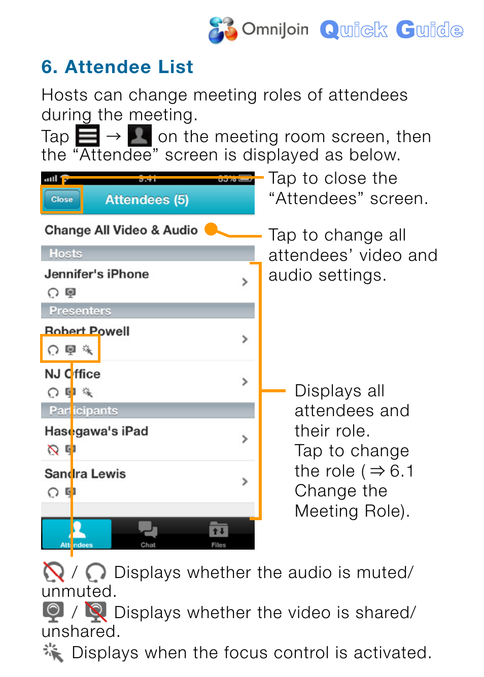Attendee list | Brother OmniJoin User Manual | Page 14 / 18