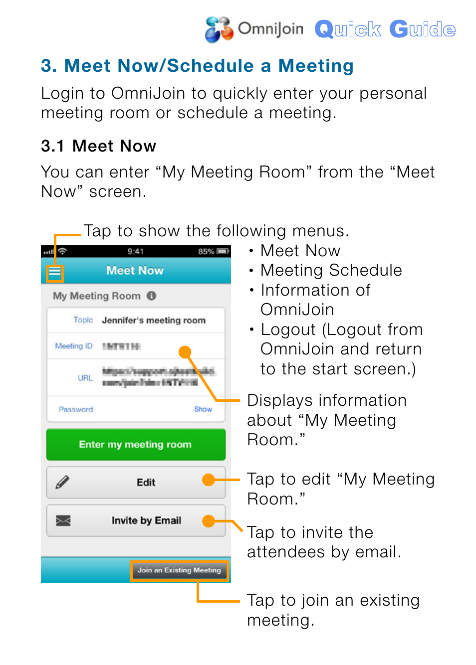 Meet now/schedule a meeting | Brother OmniJoin User Manual | Page 5 / 18