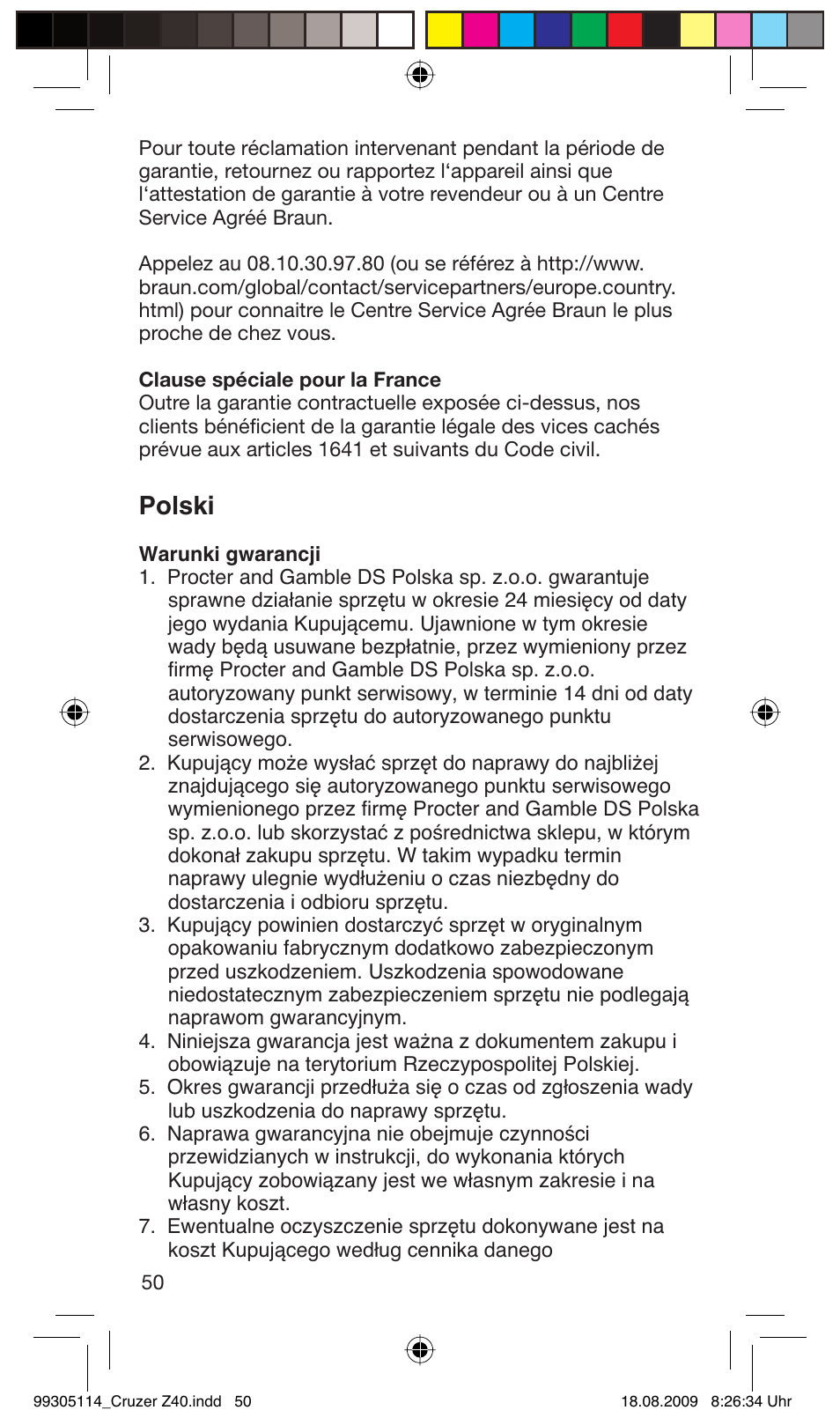 Polski | Braun Z40 CruZer2 User Manual | Page 49 / 57