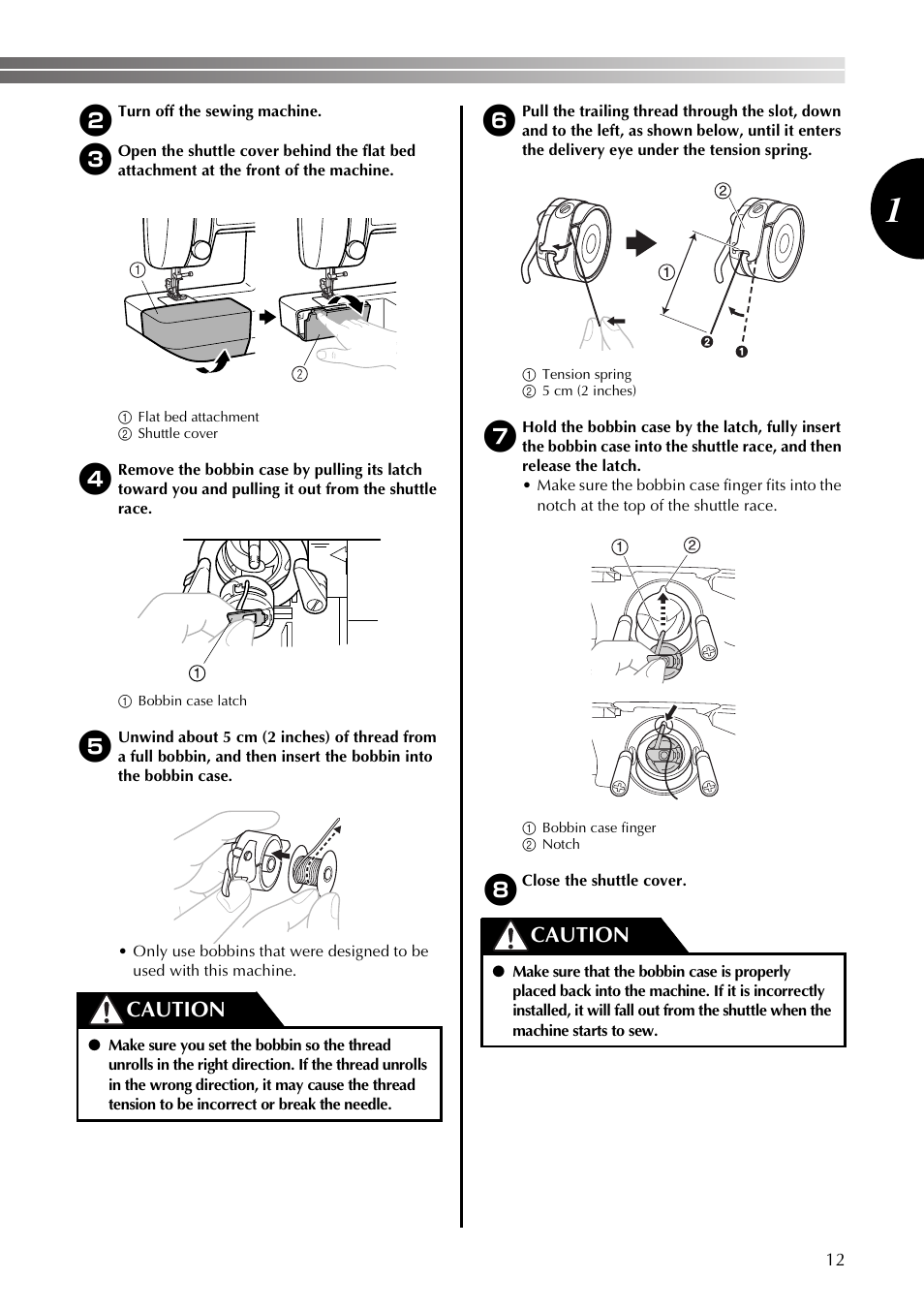 Caution | Brother LS2350 User Manual | Page 13 / 96