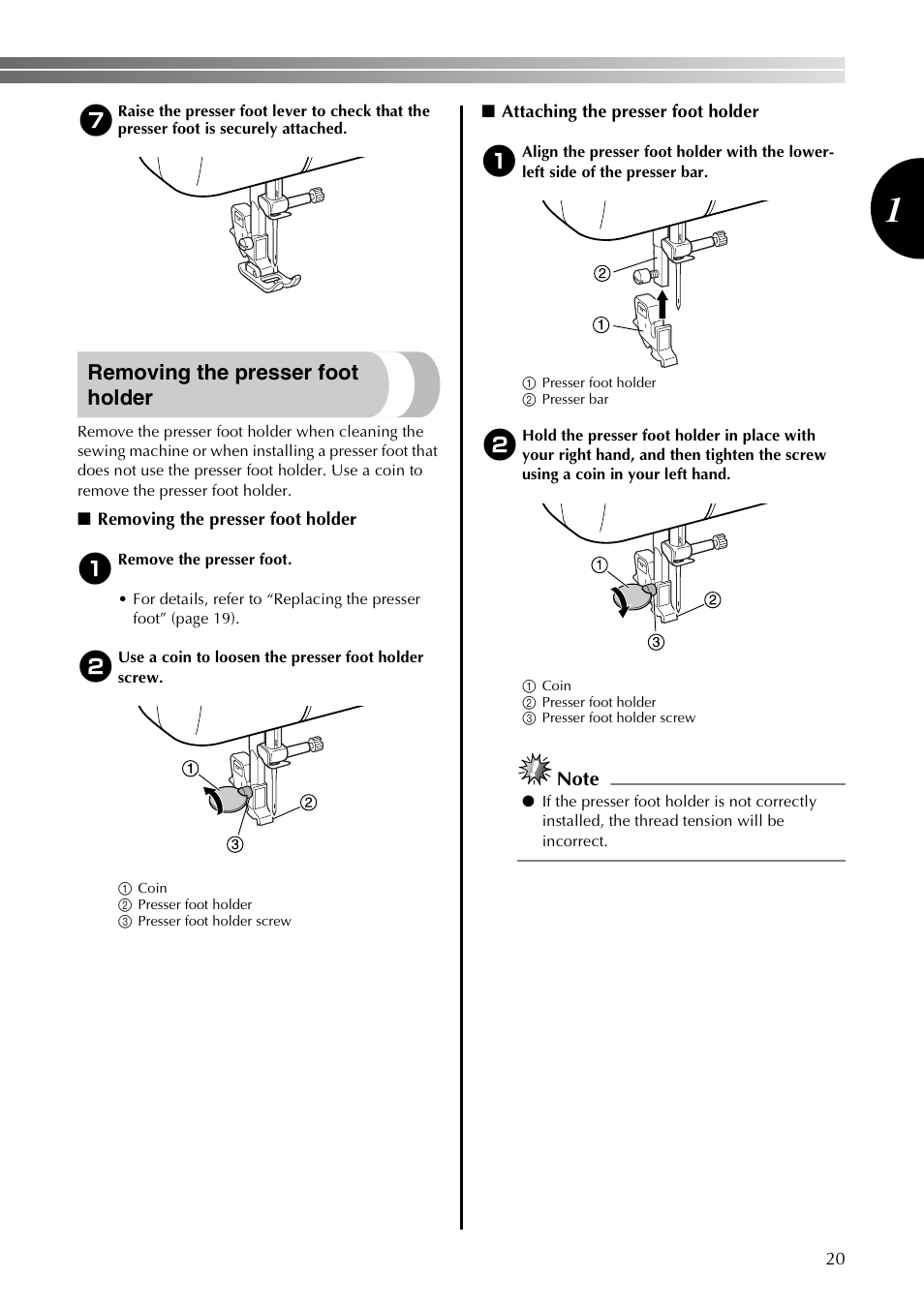 Removing the presser foot holder | Brother LS2350 User Manual | Page 21 / 96