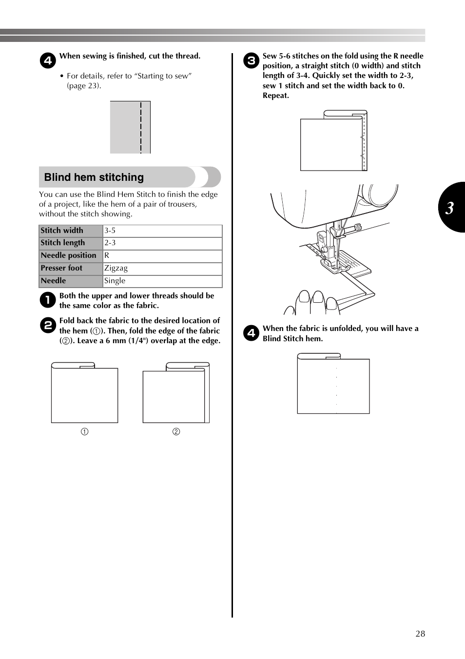 Blind hem stitching | Brother LS2350 User Manual | Page 29 / 96