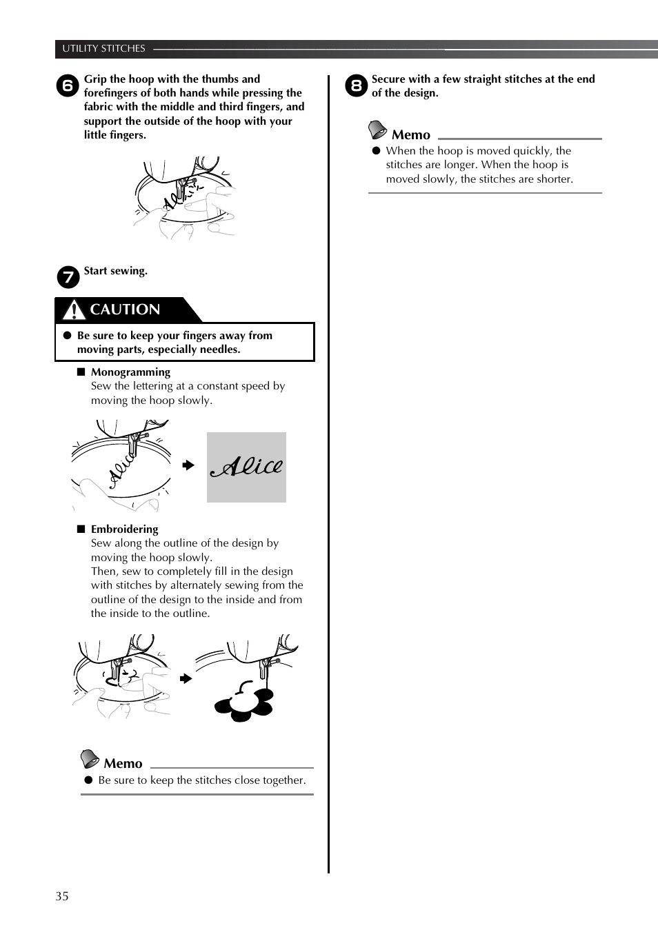 Caution | Brother LS2350 User Manual | Page 36 / 96