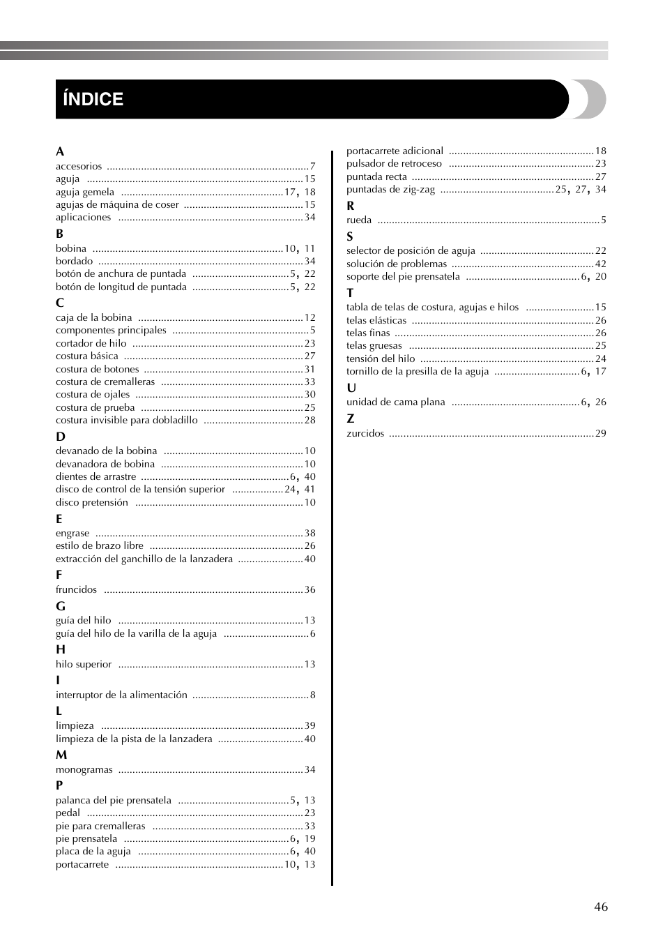 Índice | Brother LS2350 User Manual | Page 95 / 96