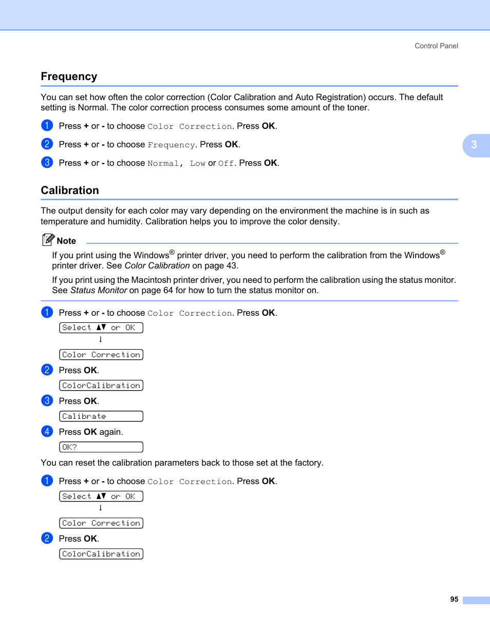 Frequency, Calibration, Frequency calibration | 3frequency | Brother HL-3075CW User Manual | Page 100 / 194