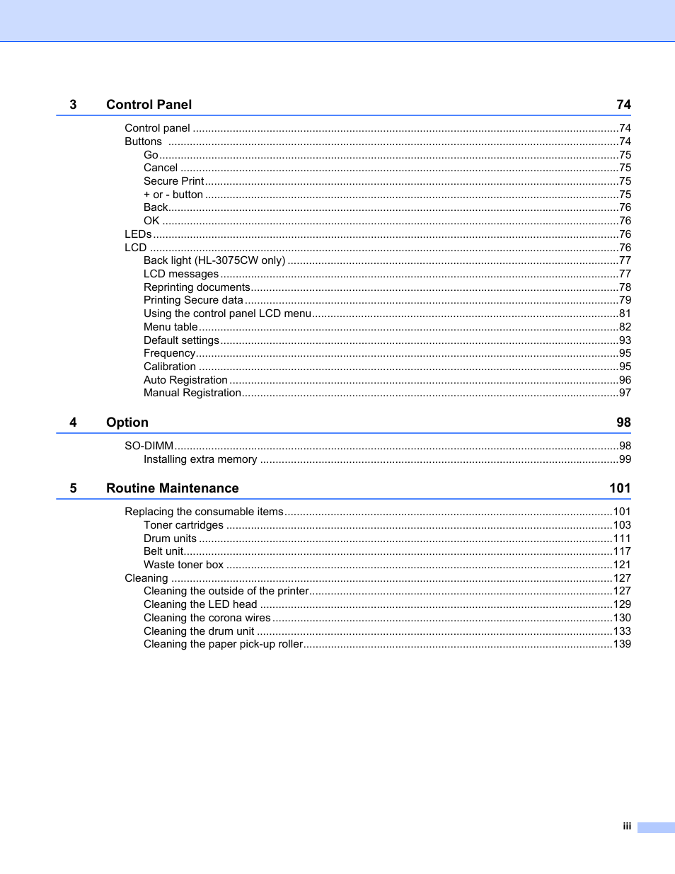 Brother HL-3075CW User Manual | Page 4 / 194