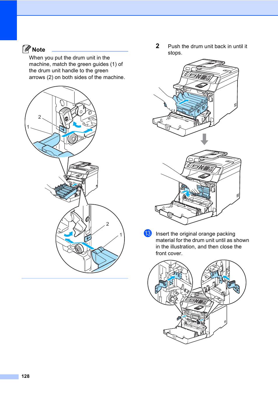 Push the drum unit back in until it stops | Brother DCP 9040CN User Manual | Page 140 / 167