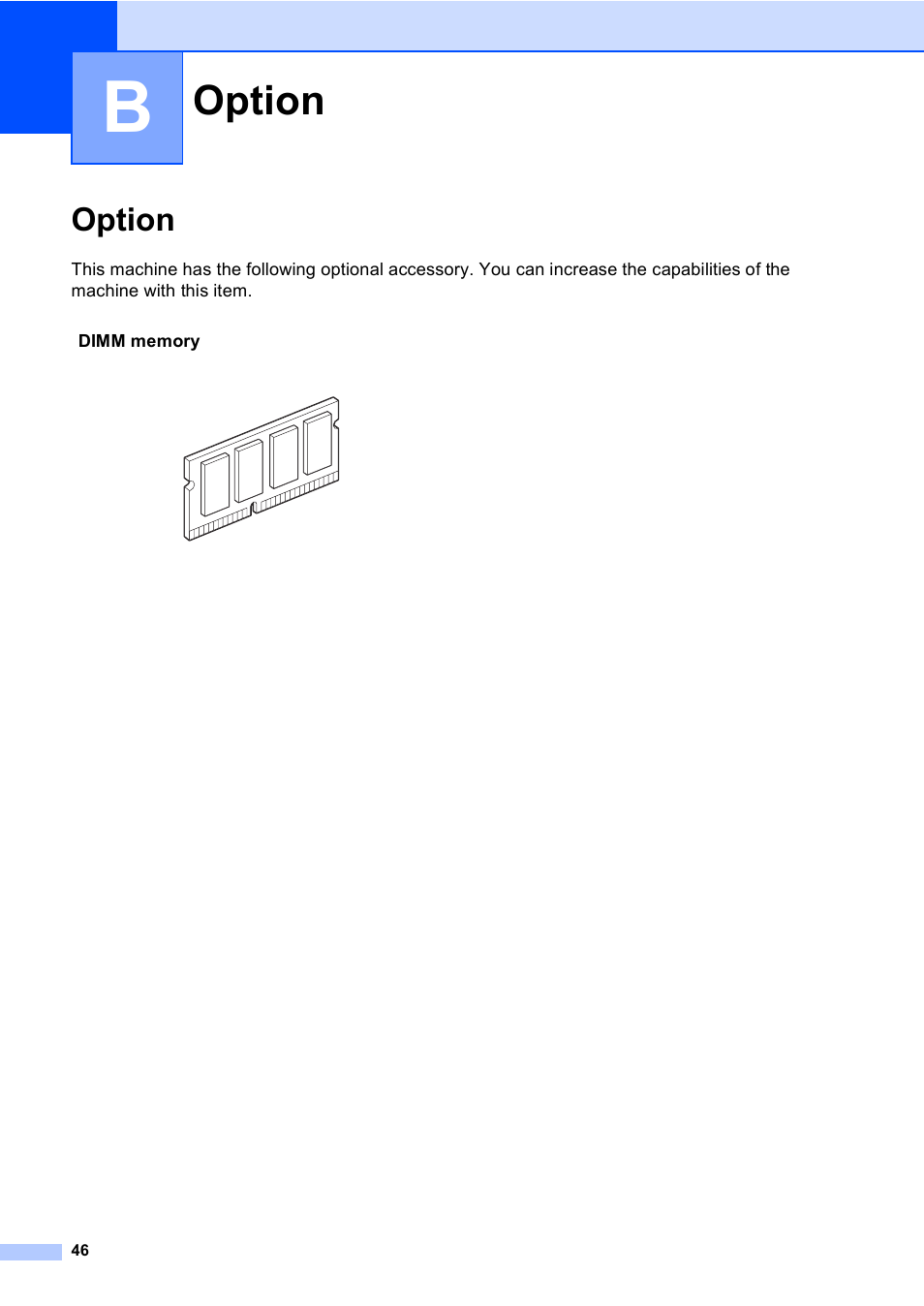 B option, Option | Brother DCP 9040CN User Manual | Page 58 / 167