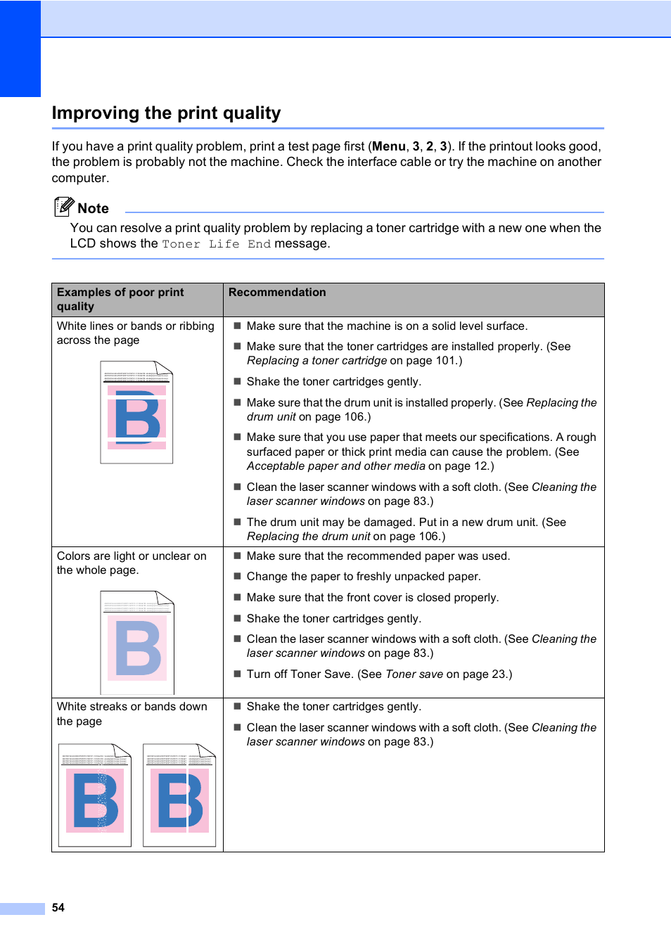 Improving the print quality | Brother DCP 9040CN User Manual | Page 66 / 167