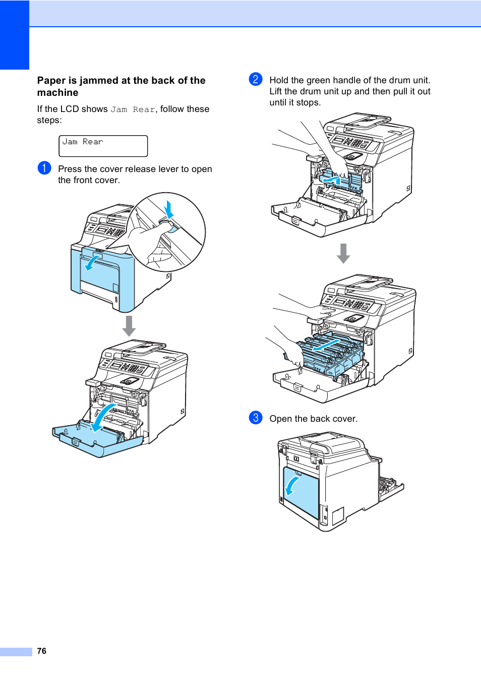 Paper is jammed at the back of the machine | Brother DCP 9040CN User Manual | Page 88 / 167