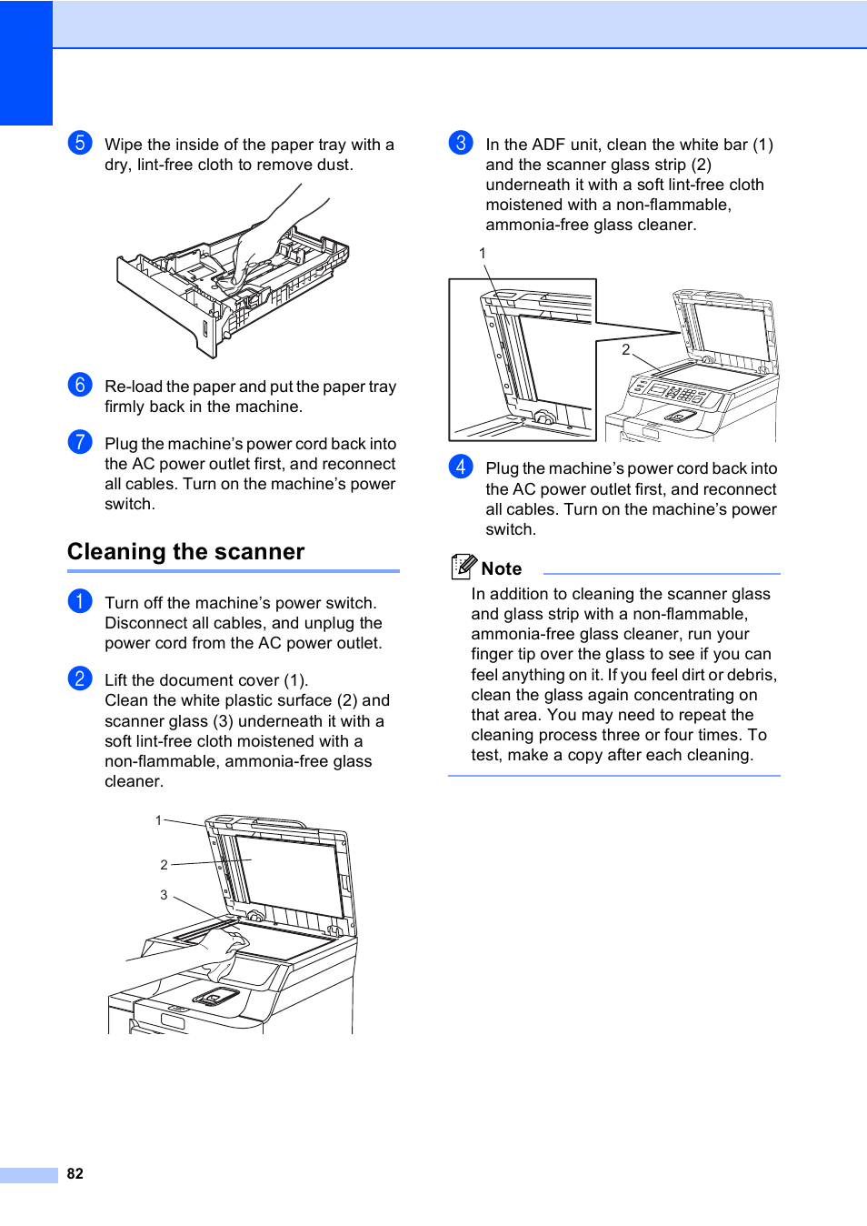 Cleaning the scanner | Brother DCP 9040CN User Manual | Page 94 / 167