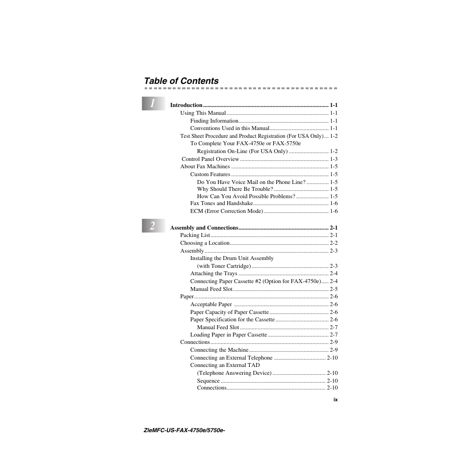 Brother FAX-5750e User Manual | Page 11 / 231