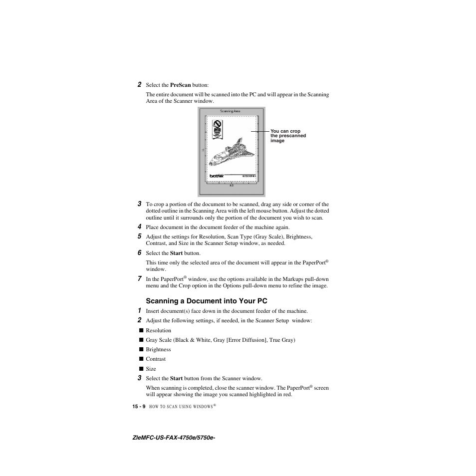 Scanning a document into your pc, Scanning a document into your pc -9, Scanning a document into your pc 1 | Brother FAX-5750e User Manual | Page 147 / 231