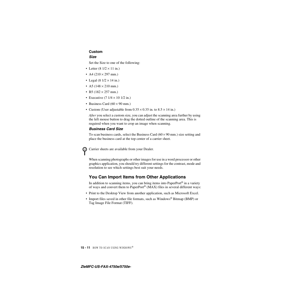 Custom, You can import items from other applications, Custom -11 | You can import items from other applications -11 | Brother FAX-5750e User Manual | Page 149 / 231