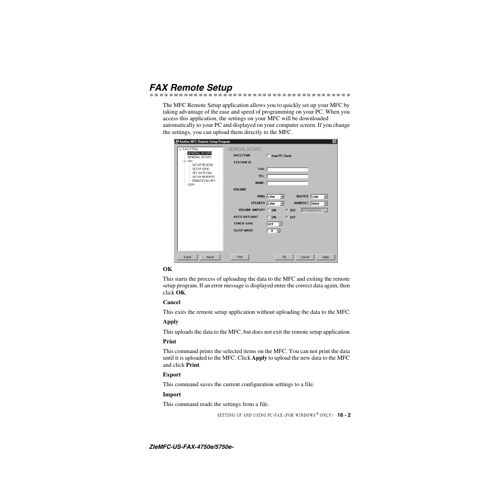 Fax remote setup, Fax remote setup -2 | Brother FAX-5750e User Manual | Page 152 / 231