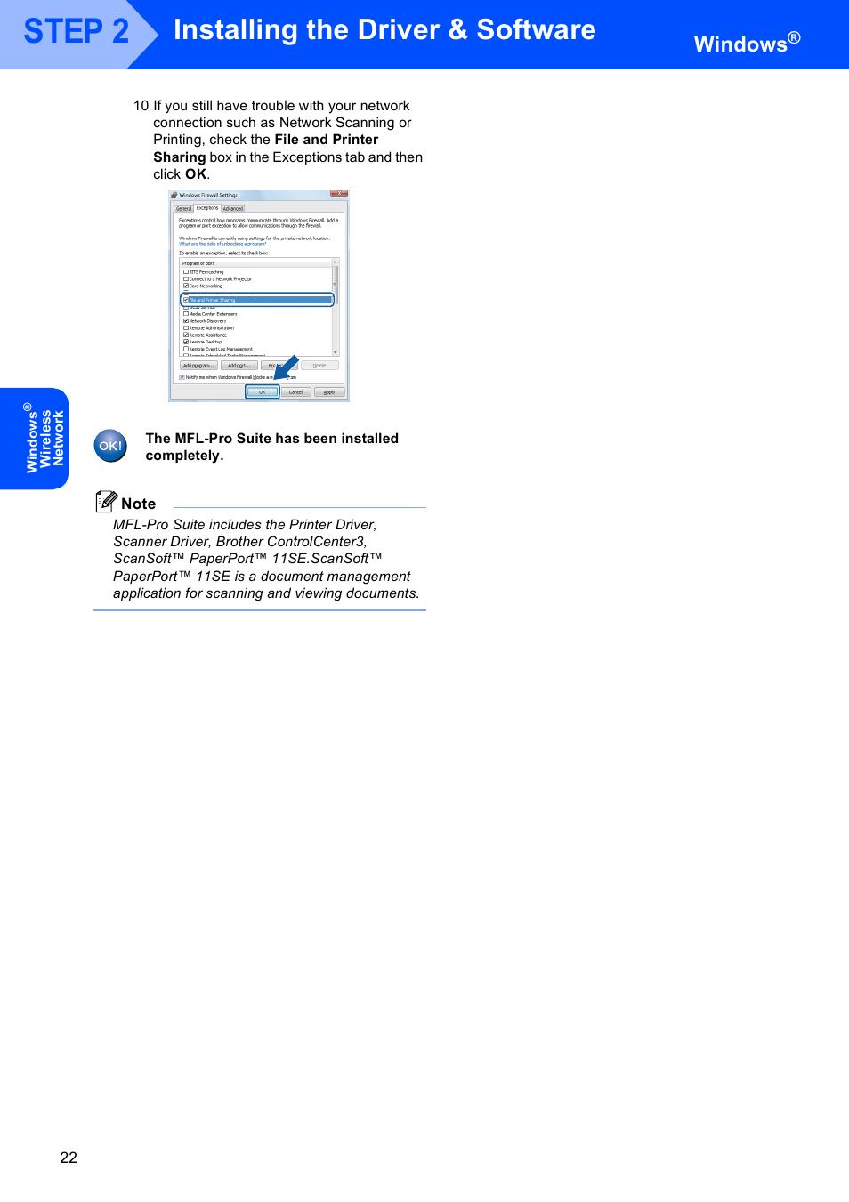 Step 2, Installing the driver & software, Windows | Brother MFC-665CW User Manual | Page 24 / 31