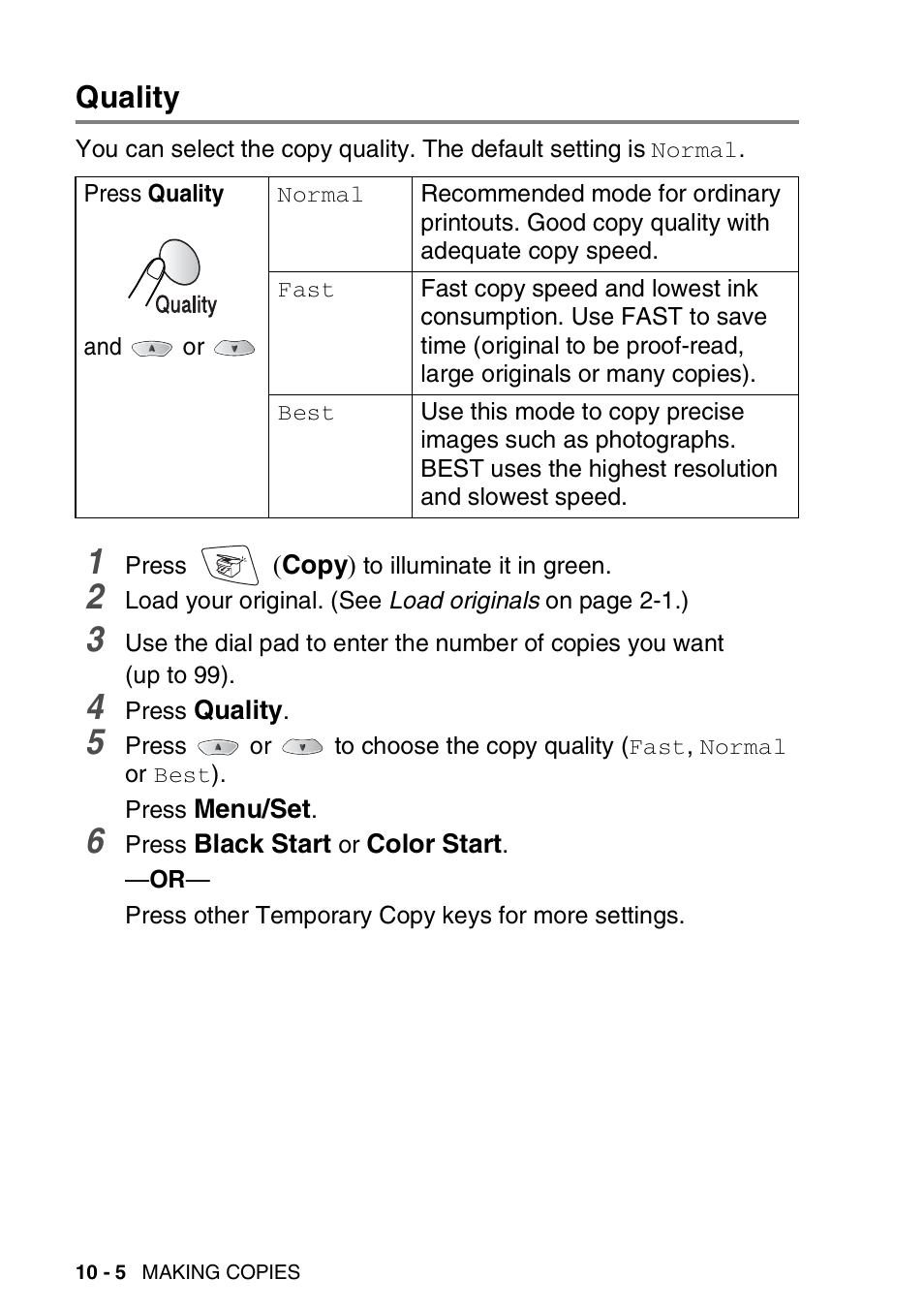 Quality, Quality -5 | Brother MFC-3420C User Manual | Page 117 / 191