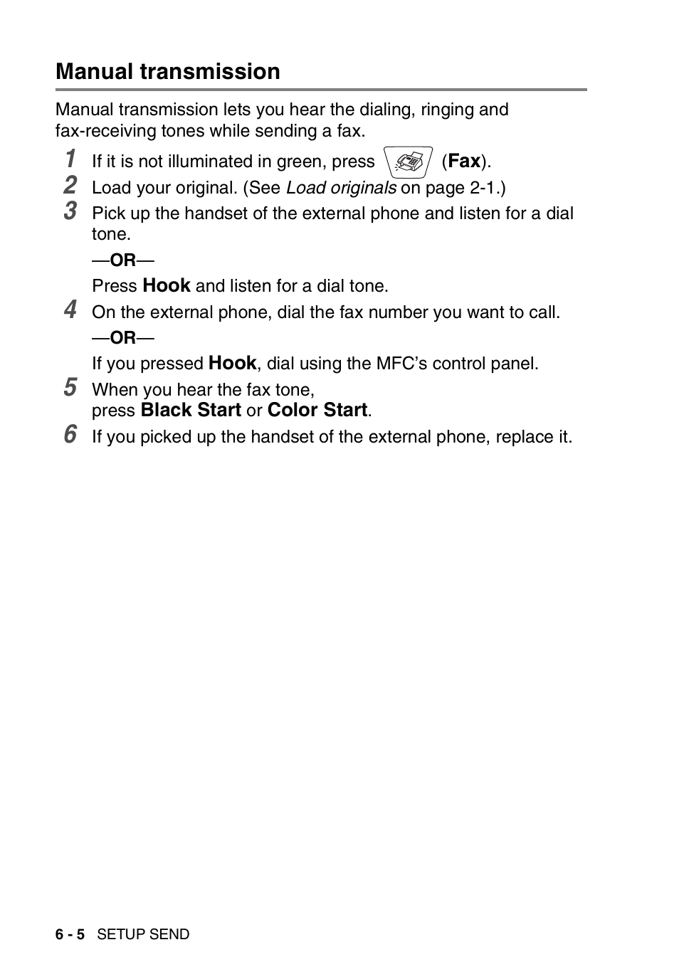 Manual transmission, Manual transmission -5 | Brother MFC-3420C User Manual | Page 85 / 191
