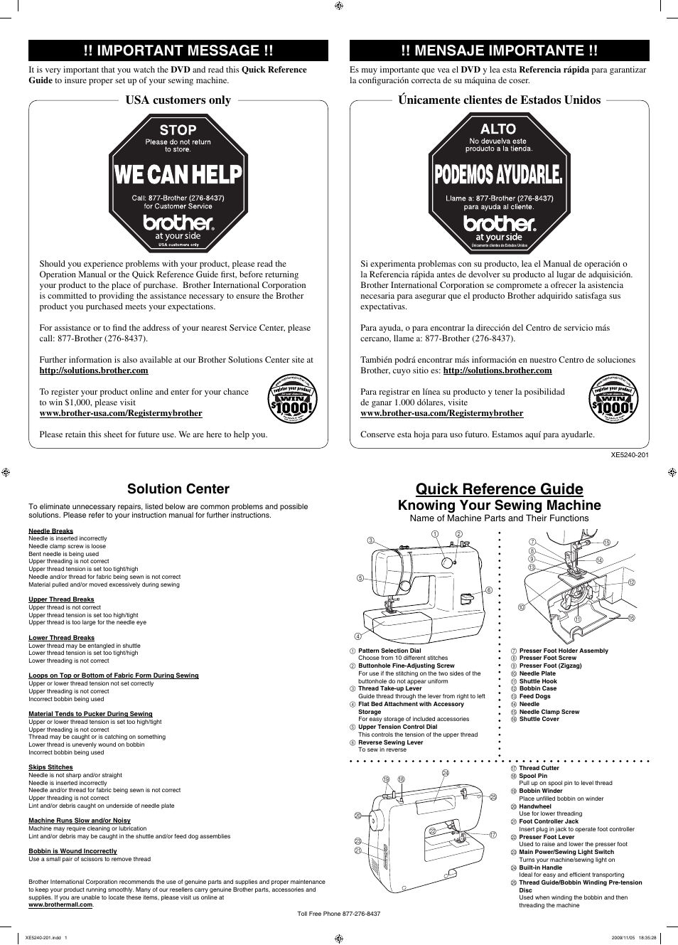 Brother VX3240 User Manual | 2 pages