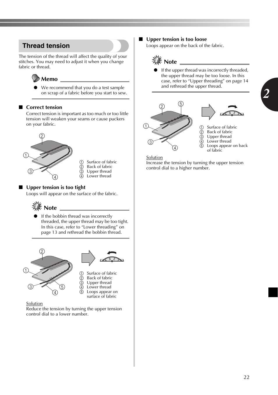 Thread tension | Brother SB170 User Manual | Page 23 / 92