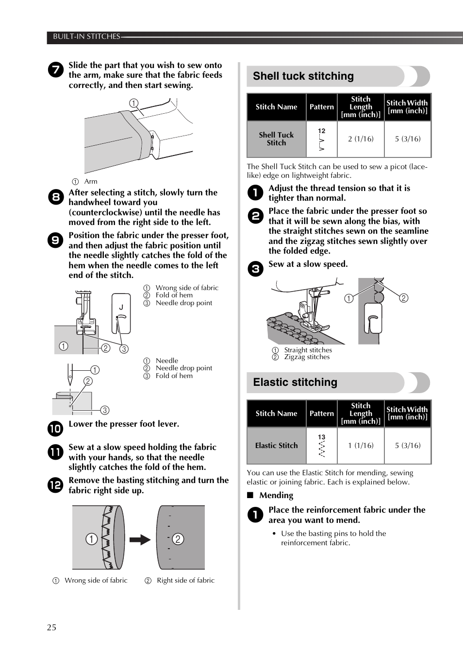 Shell tuck stitching, Elastic stitching | Brother SB170 User Manual | Page 26 / 92