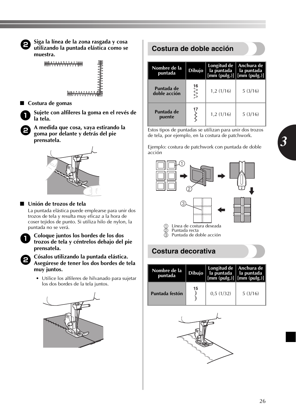 Costura de doble acción, Costura decorativa | Brother SB170 User Manual | Page 71 / 92