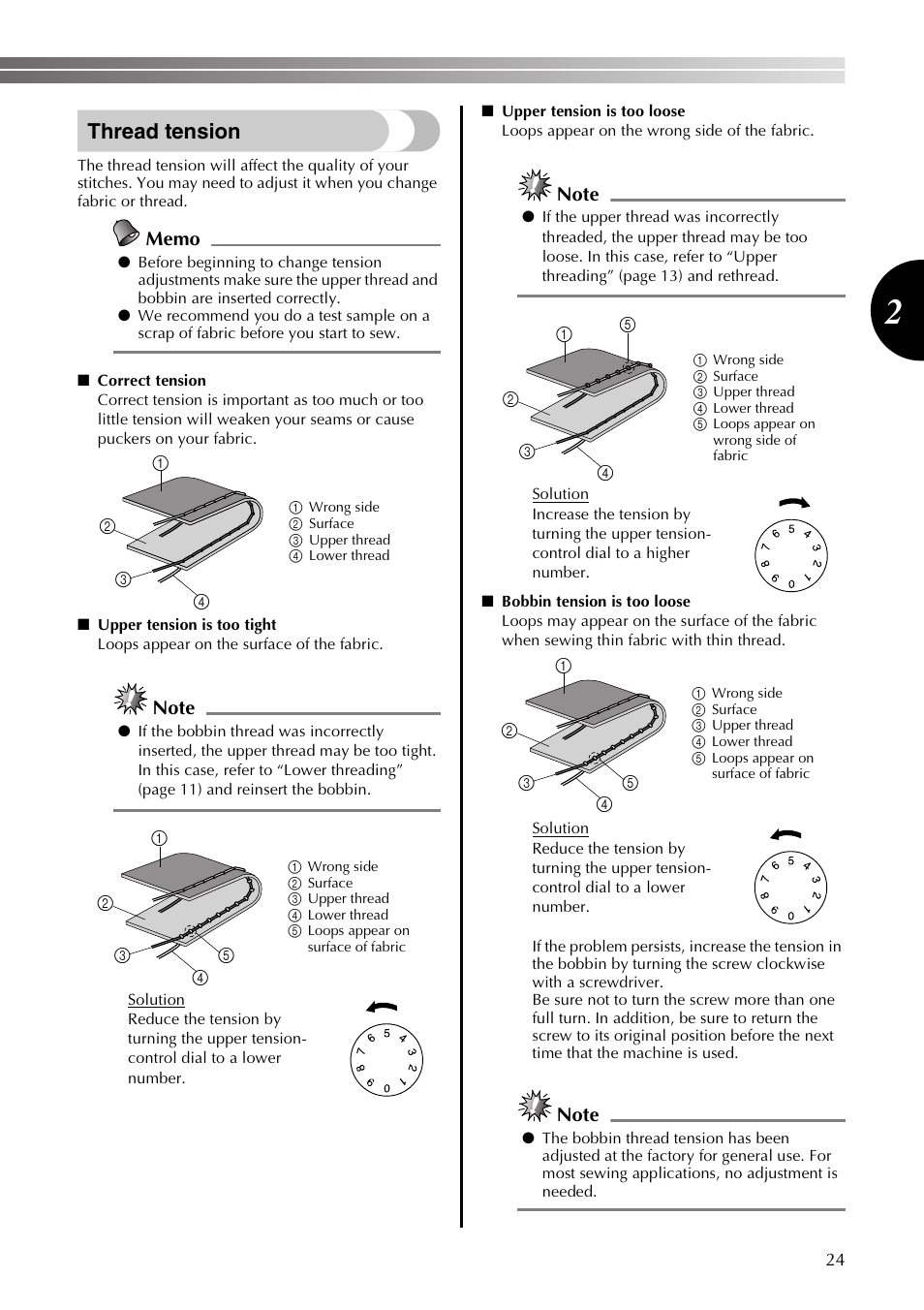 Thread tension | Brother LX2375 User Manual | Page 25 / 96