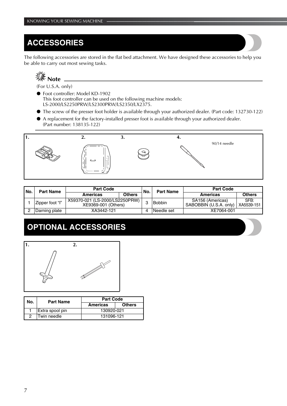 Accessories, Optional accessories | Brother LX2375 User Manual | Page 8 / 96