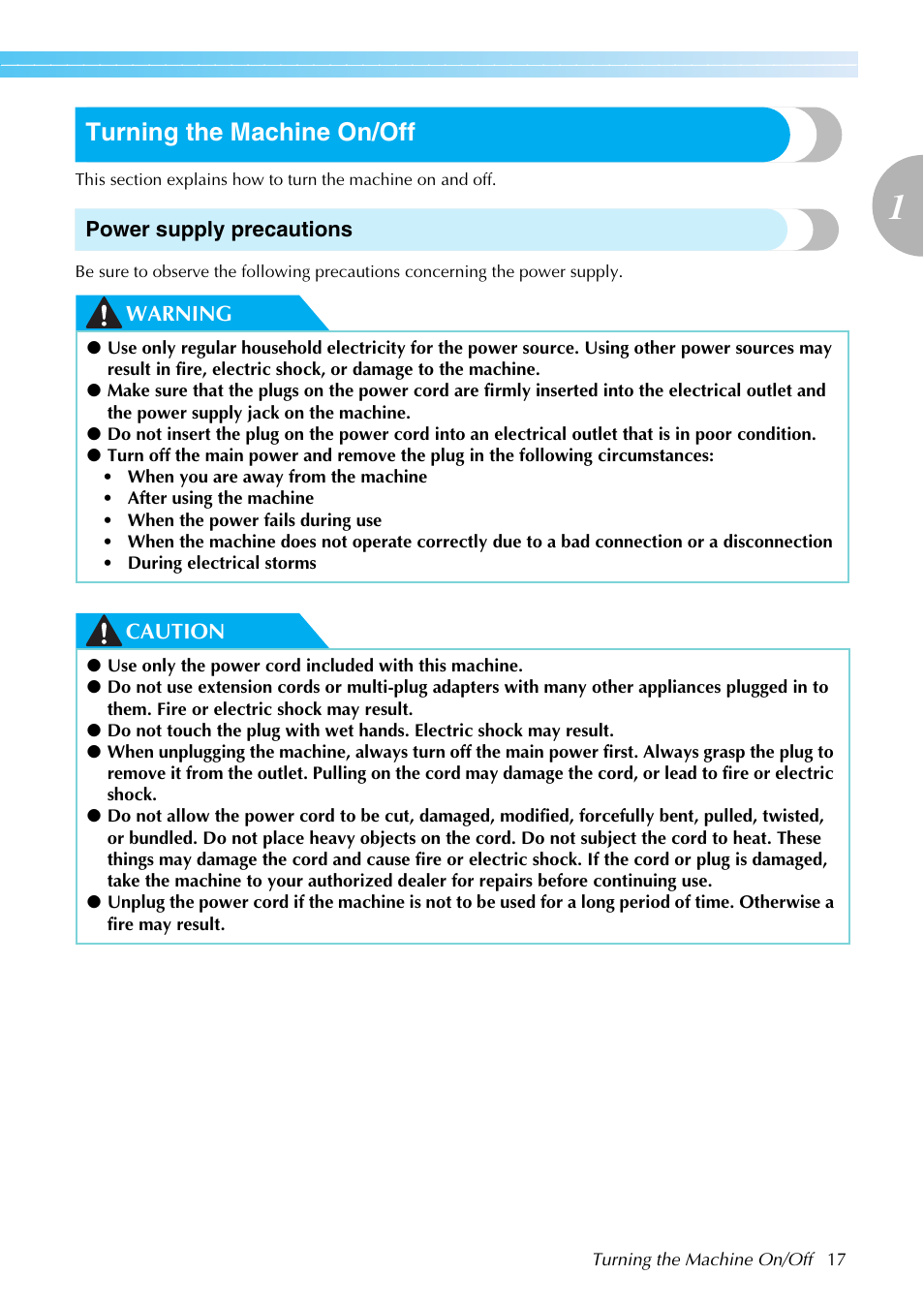 Turning the machine on/off | Brother SB7050E User Manual | Page 19 / 96