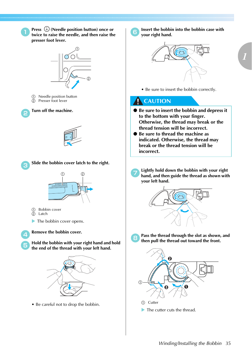 Caution | Brother SB7050E User Manual | Page 37 / 96