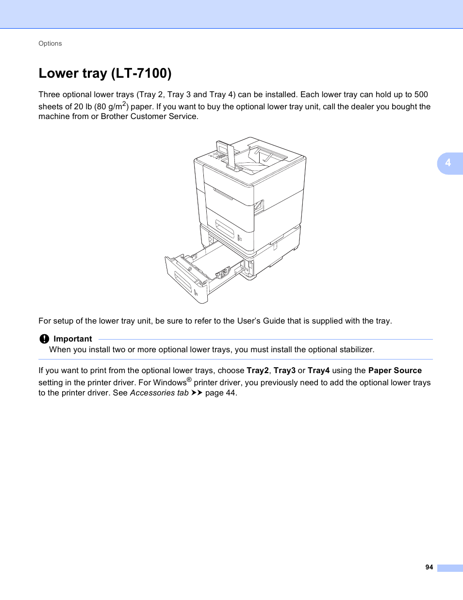 Lower tray (lt-7100), Ee lower tray (lt-7100) uu | Brother HL-S7000DN User Manual | Page 100 / 161