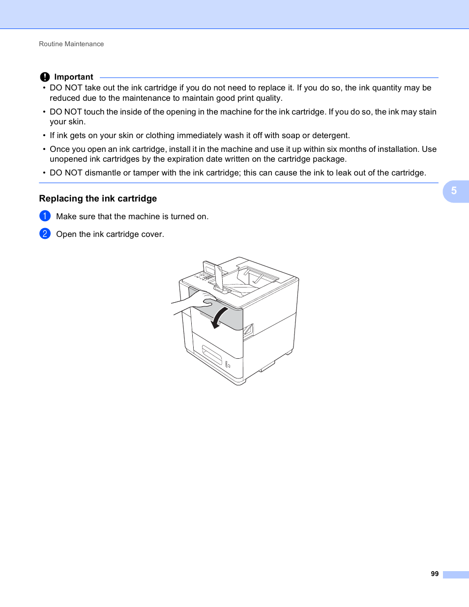 Replacing the ink cartridge | Brother HL-S7000DN User Manual | Page 105 / 161