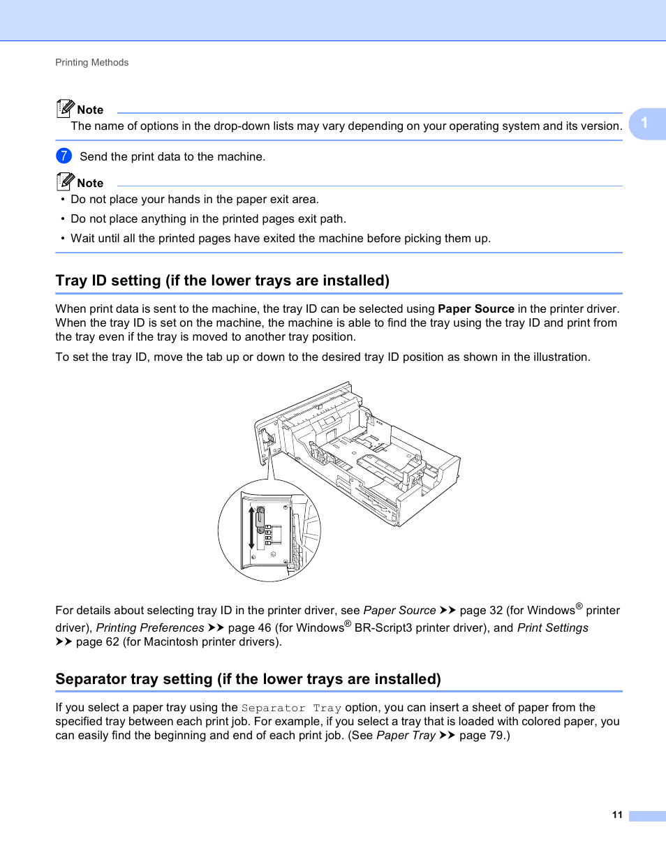 Tray id setting (if the lower trays are installed) | Brother HL-S7000DN User Manual | Page 17 / 161