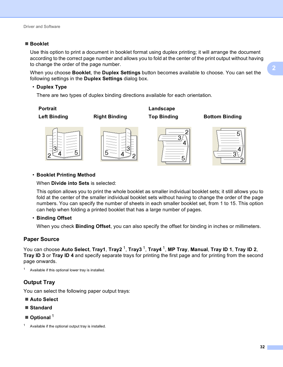 Paper source, Output tray | Brother HL-S7000DN User Manual | Page 38 / 161