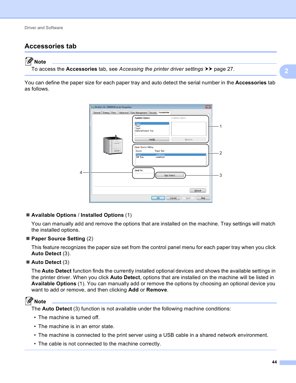 Accessories tab, 2accessories tab | Brother HL-S7000DN User Manual | Page 50 / 161