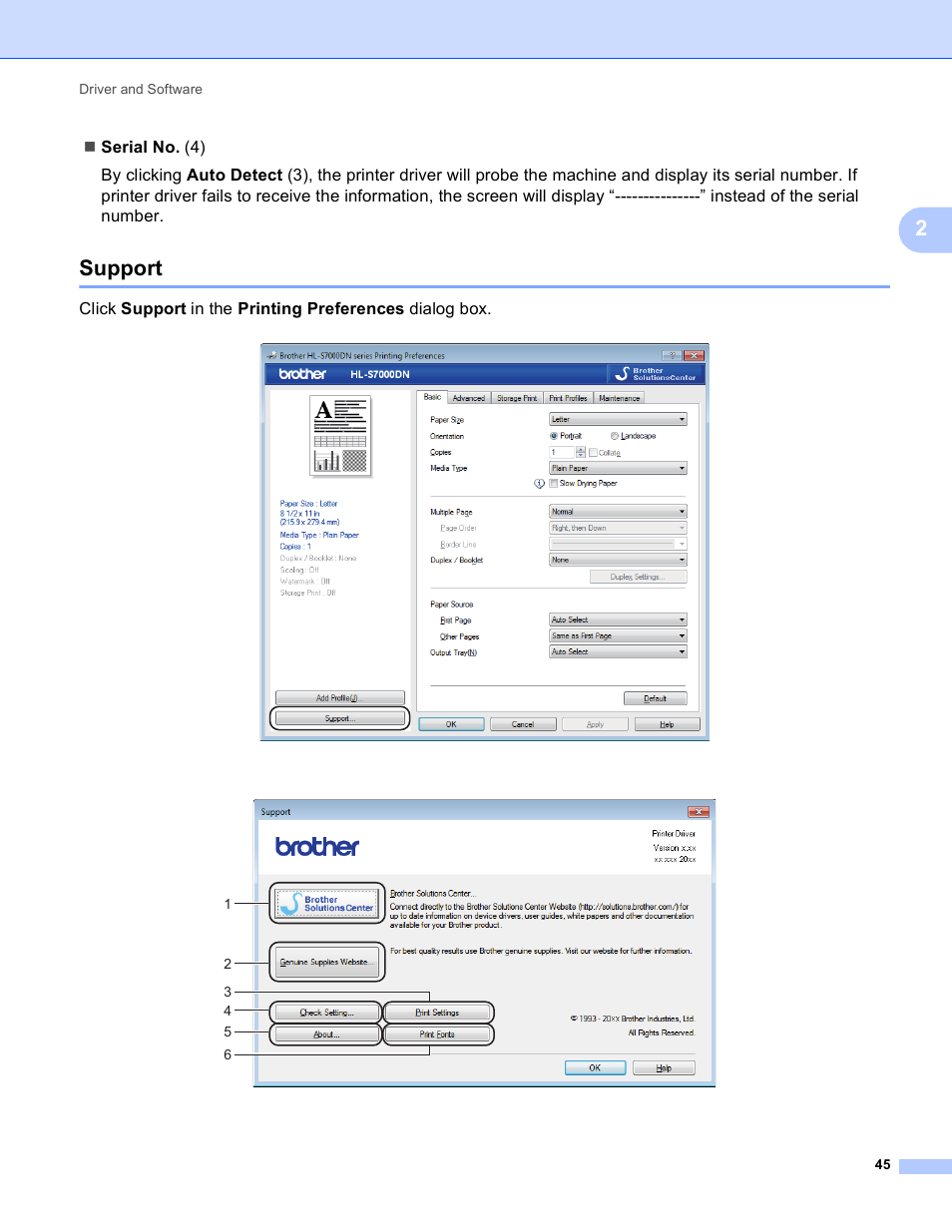 Support | Brother HL-S7000DN User Manual | Page 51 / 161