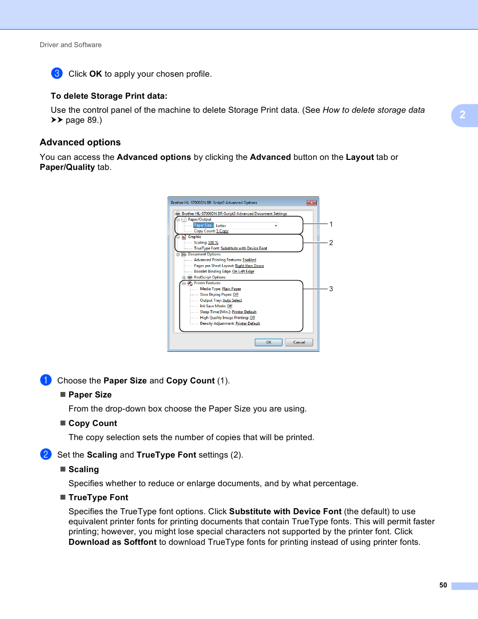 Advanced options | Brother HL-S7000DN User Manual | Page 56 / 161