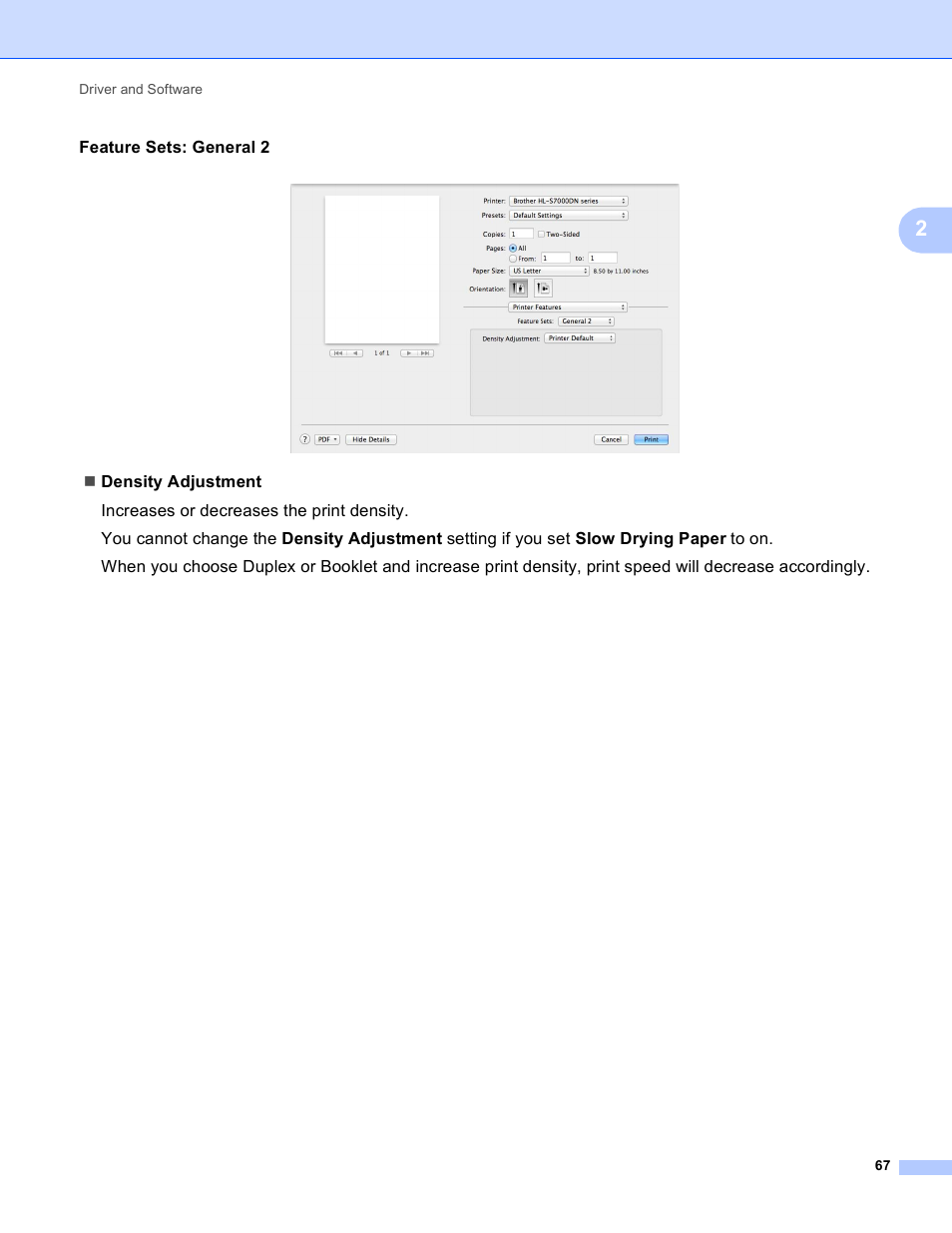 Feature sets: general 2 | Brother HL-S7000DN User Manual | Page 73 / 161