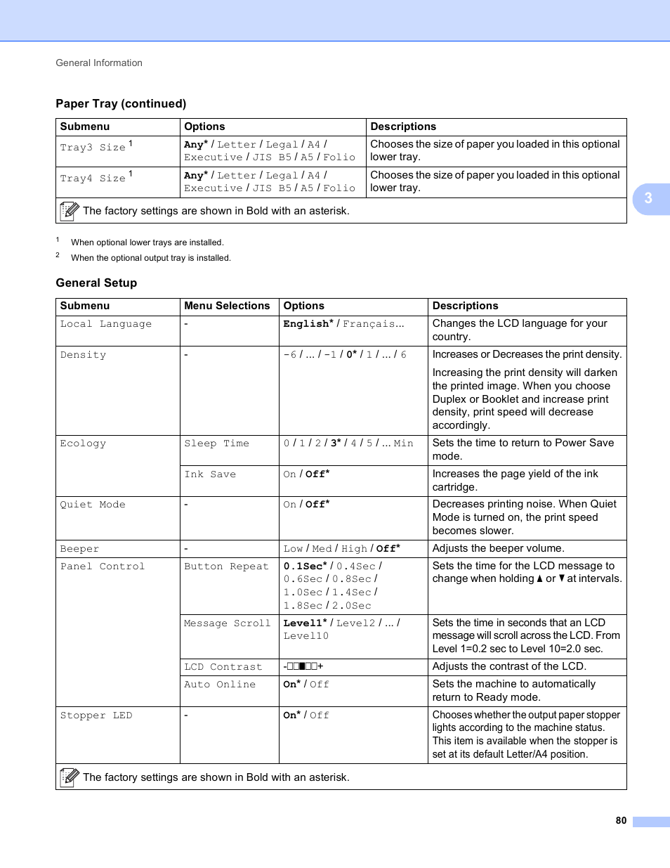Tray, Size | Brother HL-S7000DN User Manual | Page 86 / 161