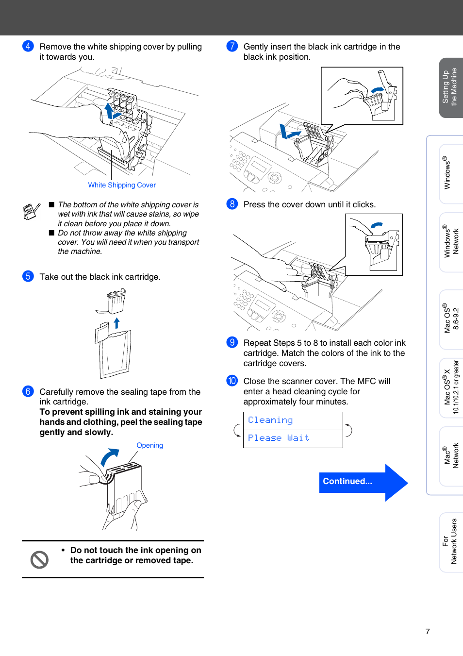 Cleaning please wait | Brother MFC-3820CN User Manual | Page 9 / 42