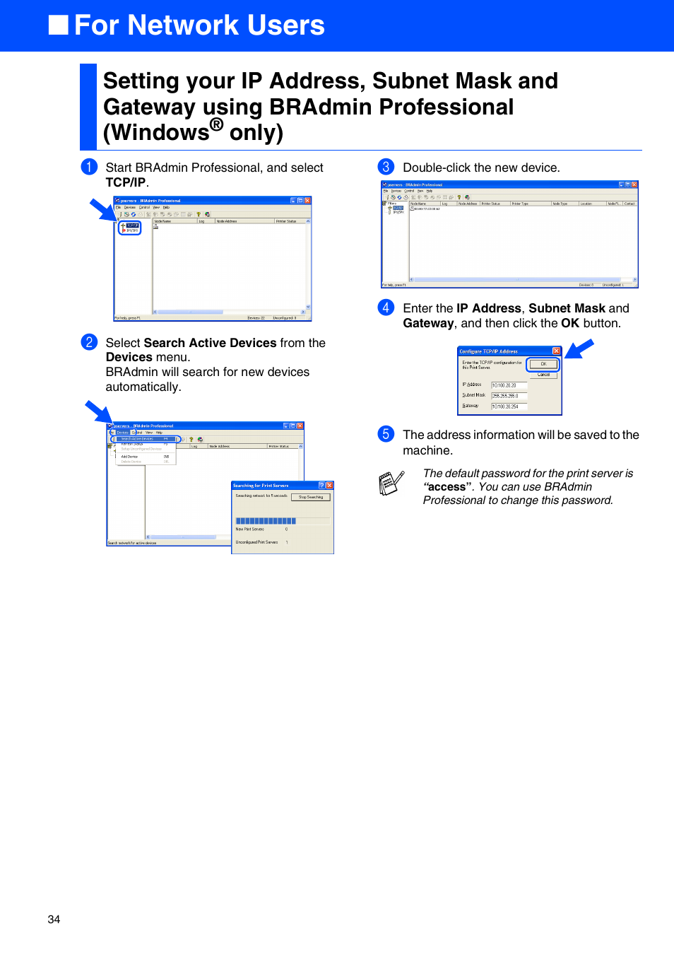 Bradmin professional (windows, Only), For network users | Brother MFC 5840CN User Manual | Page 36 / 39