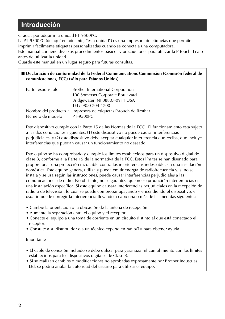 Introducción | Brother PT-9500PC User Manual | Page 33 / 62