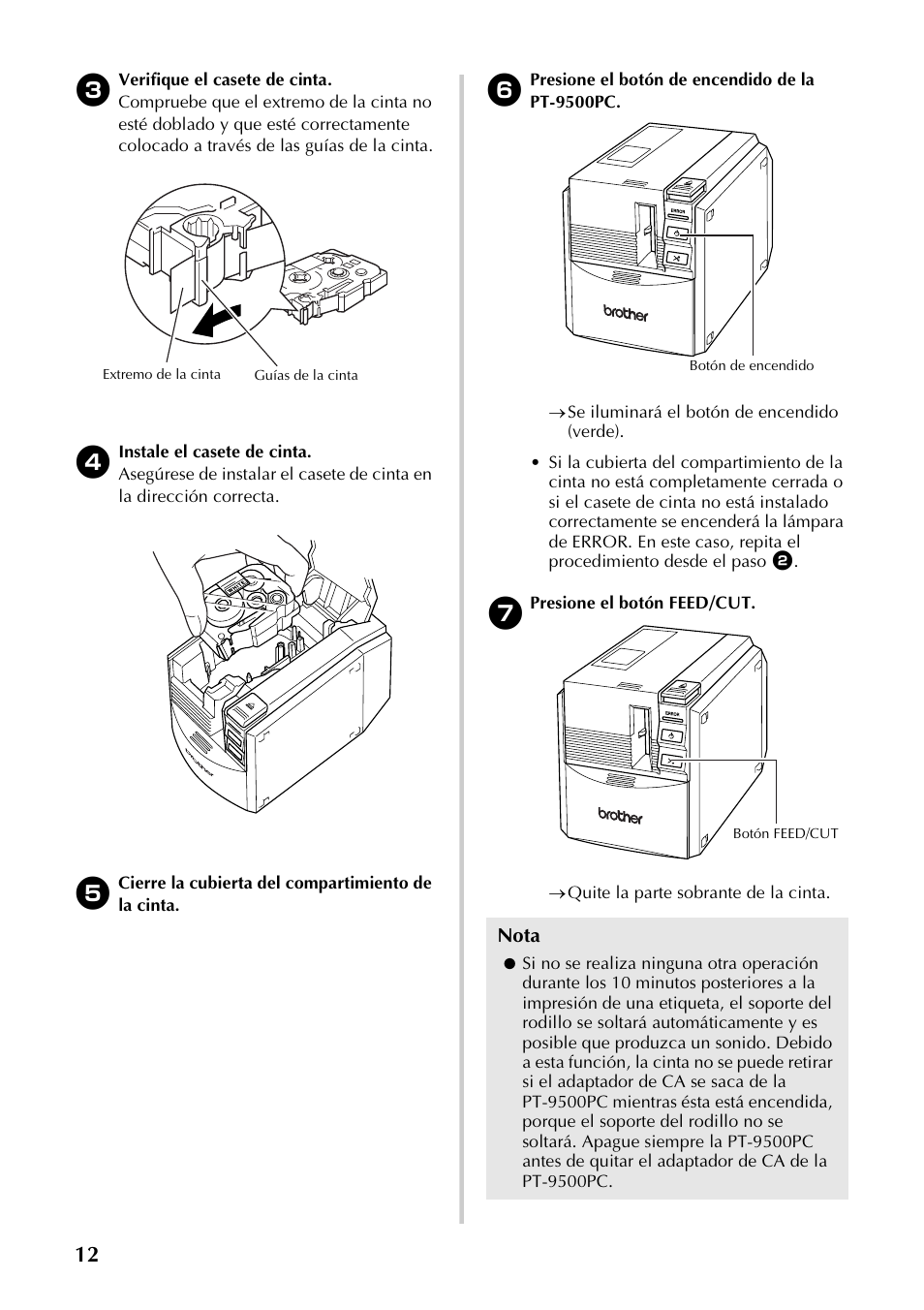 Nota | Brother PT-9500PC User Manual | Page 43 / 62